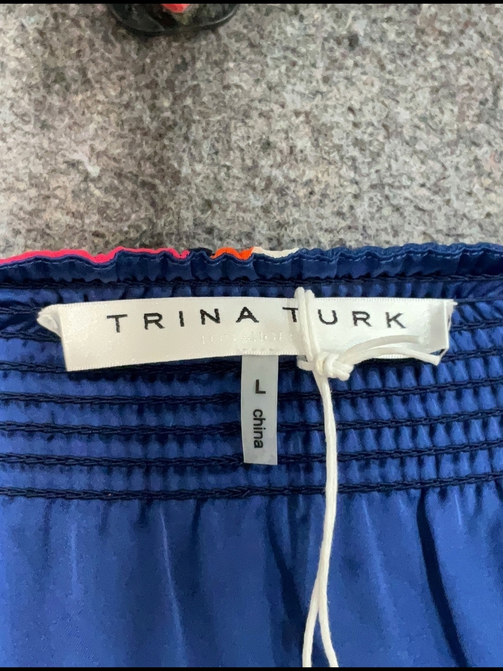 Trina Turk Navy Multicolor Diagonal Tie-Waist High-Low Skirt - Picture 4 of 5